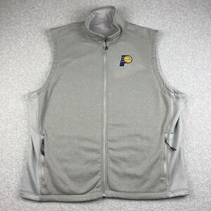 Indiana Pacers Vest Mens 2XL Full Zip Gray Sweater Antigua NBA Fleece Lined